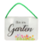 Bild von "Bin im Garten" Blechschild mit Kordel