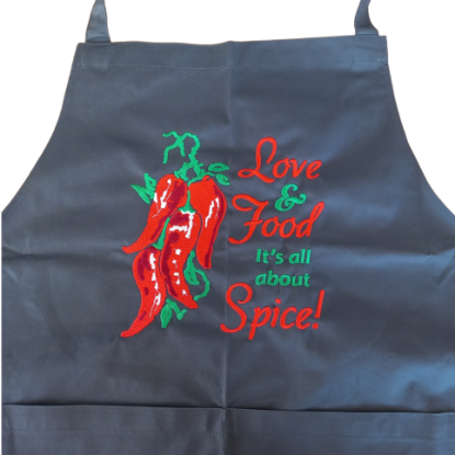 Bild von Kochschürze "Love, Food, Spice"