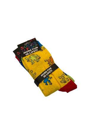 Bild von Socken - Socks 4 Fun - More Fun In Life!!! - Gelb mit blauem Bund und roter Ferse