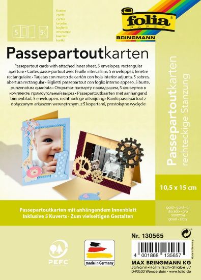 Bild von Passepartout Karten gold 5er Pkg.