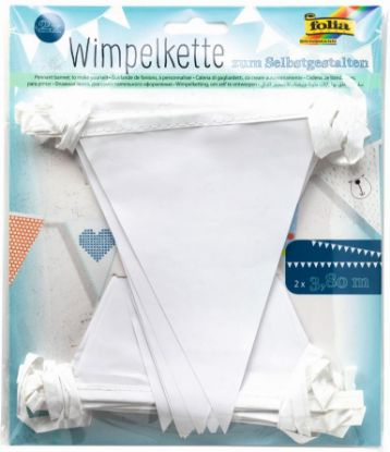 Picture of Wimpelkette 3,8m 2 Stk. weiß inkl. 15 Wimpel, Schenkellänge 20cm