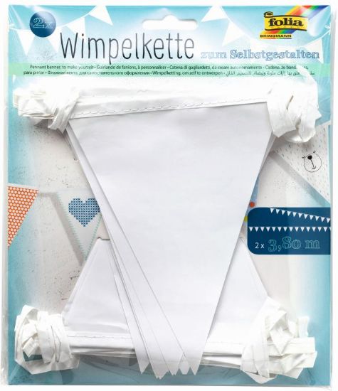 Bild von Wimpelkette 3,8m 2 Stk. weiß inkl. 15 Wimpel, Schenkellänge 20cm