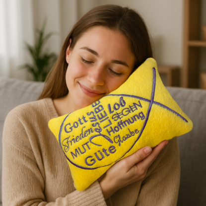 Zeige Details für Glaube, Hoffnung, Liebe – Kissen mit Botschaft Bild von Glaube, Hoffnung, Liebe – Kissen mit Botschaft