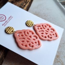 Bild von Ornament-Ohrstecker - Rhombusform - vintage pink - Stecker rund goldfarbig