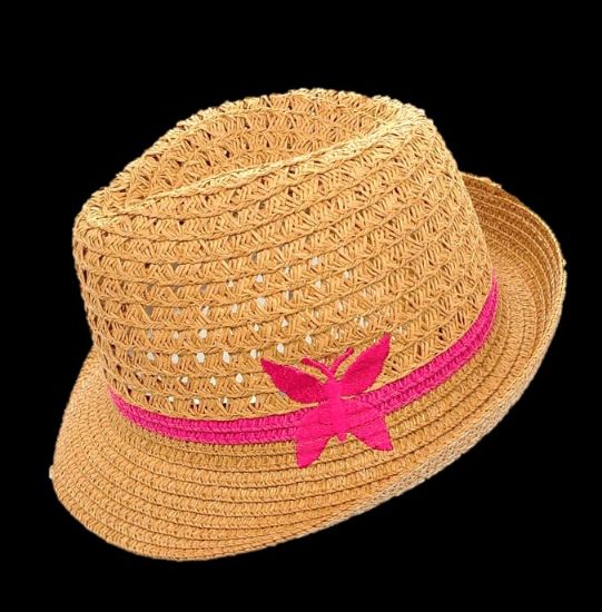 Picture of Kinder Papierhut - mit rosa Schmetterling