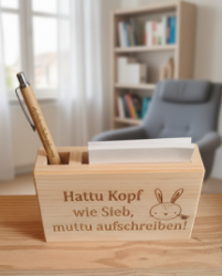 Bild von Zirbenholz Notiz Halter