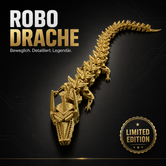 Bild von Beweglicher Drache / Gold / 32cm